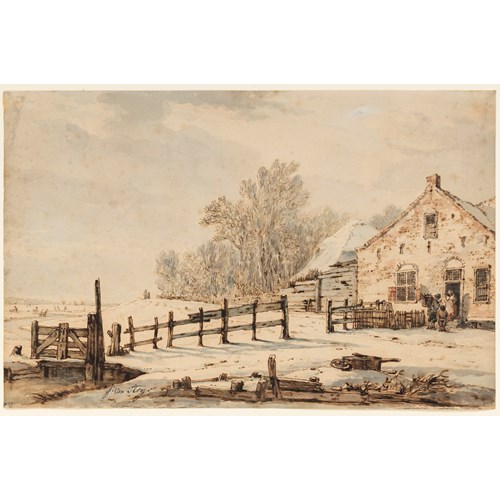Winter Landscape with a Farm by a River
